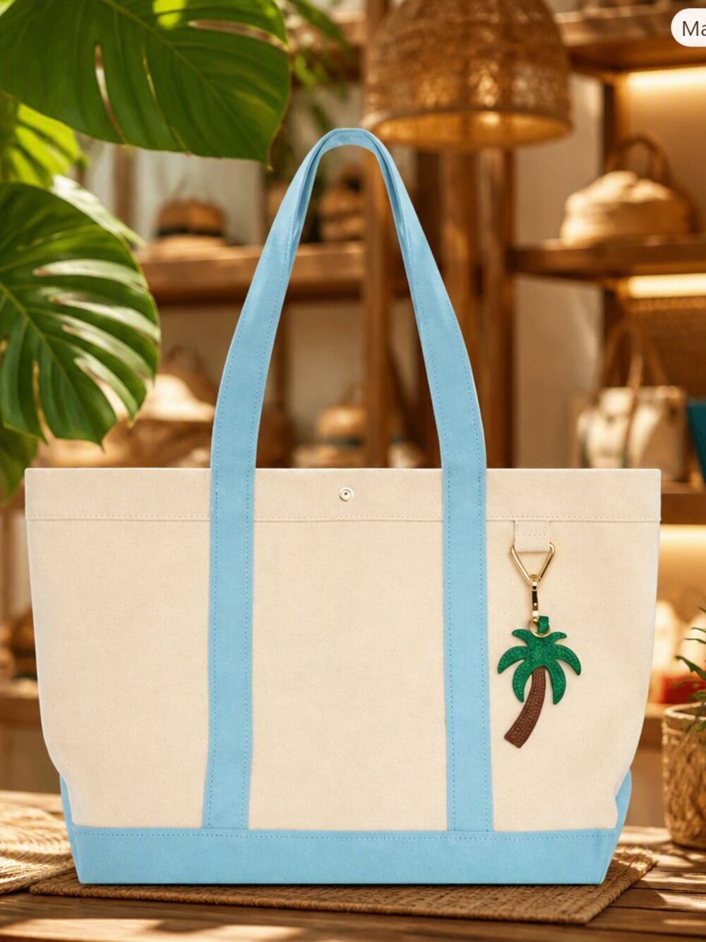 BaubleBar Away We Go Canvas Tote NEW